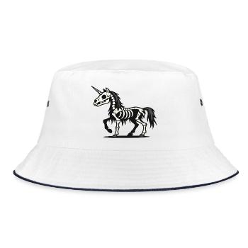 Skeleton Unicorn with Dark Horror Fantasy Art - Bucket Hat - white/navy - Front