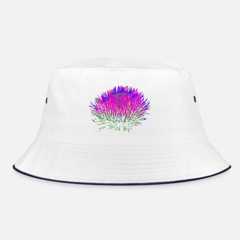 Neon-Blume– Pop-Art Design - Bucket Hat - Weiß/Navy