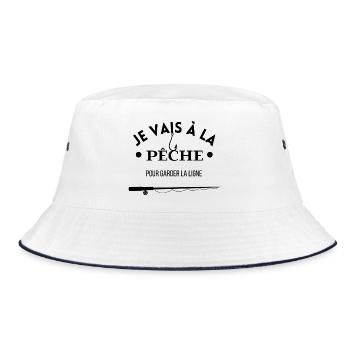 Ich gehe angeln, um die Schnur zu behalten - Bucket Hat - Weiß/Navy - Vorne