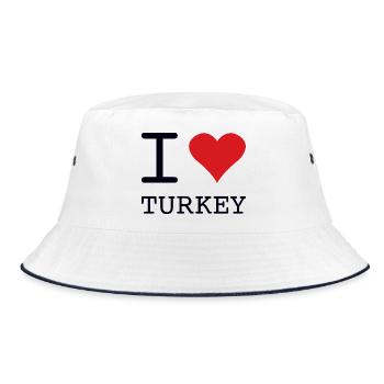 I love Turkey Türkei - Bucket Hat - Weiß/Navy - Vorne