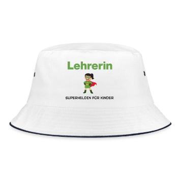 Lehrerin – Superheldin für Kinder - Bucket Hat - Weiß/Navy - Vorne