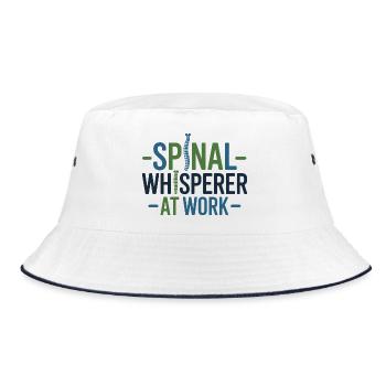 Chiropraktiker Wirbelsäulenflüsterer bei der Arbeit als Fachmann - Bucket Hat - Weiß/Navy - Vorne