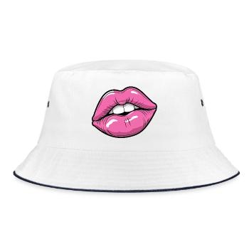 Lèvres Pop Art en Rose - Bob - blanc/marine - Devant