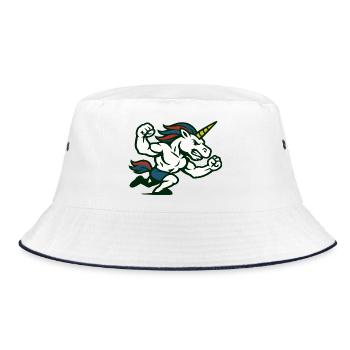 Power Unicorn Running Strong Fantasy Illustration - Bucket Hat - white/navy - Front