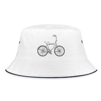 Bonanza Cult Bike – Retro Bike Silhouette - Bucket Hat - white/navy - Front