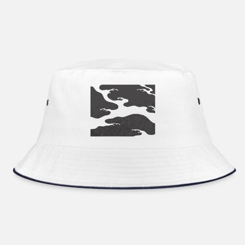 Gray Seigaiha – Japanese Wave Pattern  Bucket Hat
