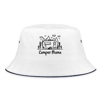 Camper Mama Abenteuer Berge Campingbus - Bucket Hat - Weiß/Navy - Vorne