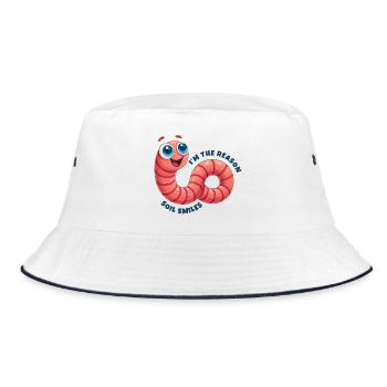 Cheerful Earthworm - Bucket Hat - white/navy - Front