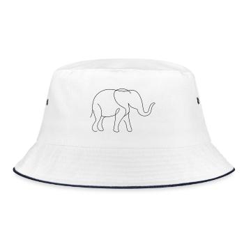 Silent Elephant Silhouette in Minimal Flowing Line - Bucket Hat - white/navy - Front