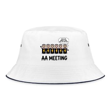 AA Meeting - Funny Anonymous Alcoholics T-Shirt - Bucket Hat - white/navy - Front