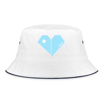 Geometrisches Blaues Herz - Bucket Hat - Weiß/Navy - Vorne