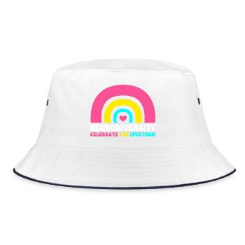 Autism Brain Autistic Asperger Neurodiversity - Bucket Hat - white/navy - Front