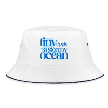 Tiny ripple in a stormy ocean (blue background) - Bucket Hat - white/navy - Front