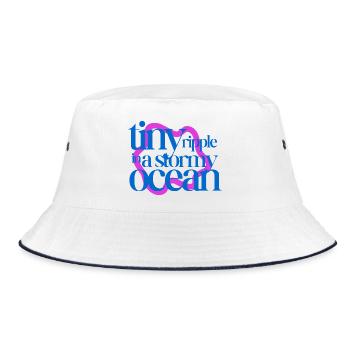 Tiny ripple in a stormy ocean (pink background) - Bucket Hat - white/navy - Front