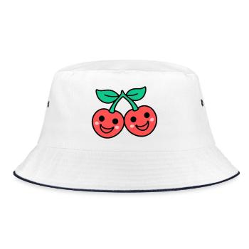 Duo cerise de style kawaii - Bob - blanc/marine - Devant