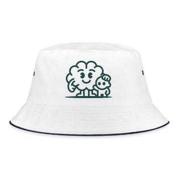 Friendly Cloud Duo Illustration - Bucket Hat - white/navy - Front