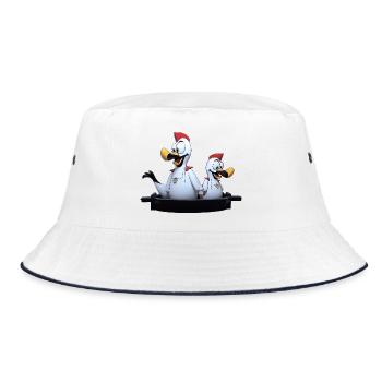 Möwenduo auf Bootssteg - Bucket Hat - Weiß/Navy - Vorne