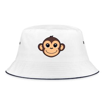 Cheerful Monkey Cartoon - Bucket Hat - white/navy - Front