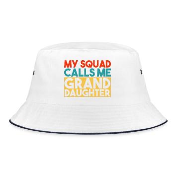 Mein Team nennt mich Enkelin Retro Typografie - Bucket Hat - Weiß/Navy - Vorne