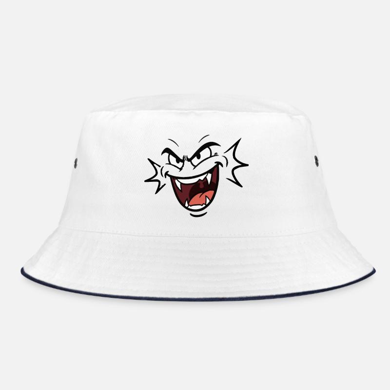 Funny vampire face laughing pattern comic Bucket Hat