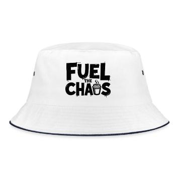 Fuel the Chaos Coffee Saying for Rebels - Bucket Hat - white/navy - Front