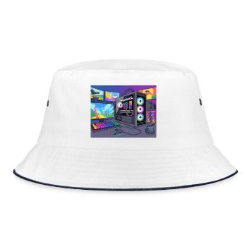 Colorful RGB Gaming Setup - Bucket Hat - white/navy - Front