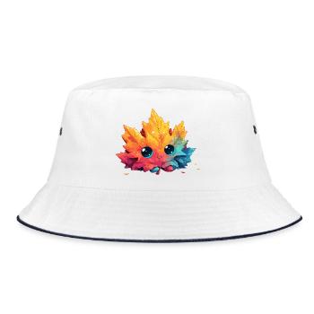 Colorful Autumn Leaf Kawaii - Bucket Hat - white/navy - Front