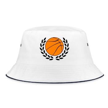 Basketball-Icon in kräftigem Orange - Bucket Hat - Weiß/Navy - Vorne