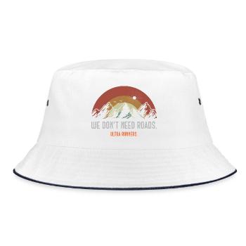 Wir brauchen keine Straßen. Ultraläufer - Bucket Hat - Weiß/Navy - Vorne