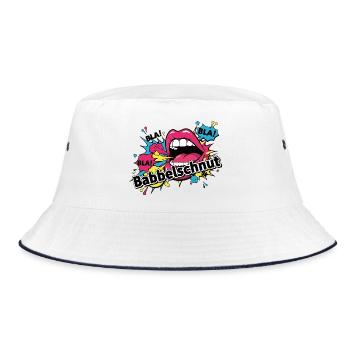 Babbelschnut - badisches Sprichwort Dialekt - Bucket Hat - Weiß/Navy - Vorne
