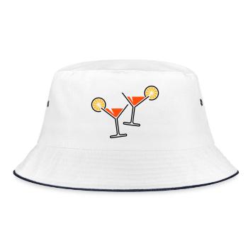 2 Cocktail Glasses / Cocktail / Martini + (Orange) - Bucket Hat - white/navy - Front