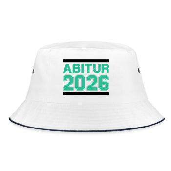 Abitur 2026 Abschluss – Raues Finish - Bucket Hat - Weiß/Navy - Vorne