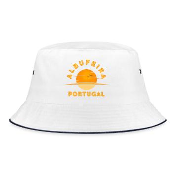 Albufeira Portugal Sunset Logo - Bucket Hat - white/navy - Front