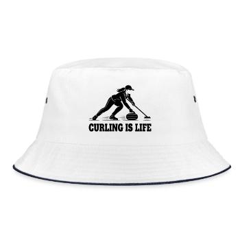 Curling Is Life Winter Sports Fan - Bucket Hat - white/navy - Front