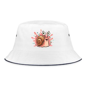 Fröhliche Schnecke Spritzdesign - Bucket Hat - Weiß/Navy - Vorne