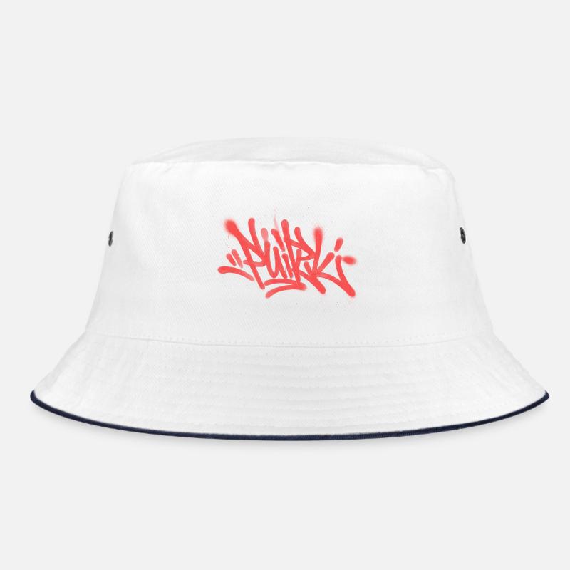 Graffiti Spray Abstract Red Tag - Bucket Hat - white/navy