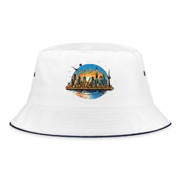 Sunset Skyline Reflection - Bucket Hat - white/navy - Front