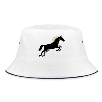 Edles Pferd Mähne Reitsport - Bucket Hat - Weiß/Navy - Vorne