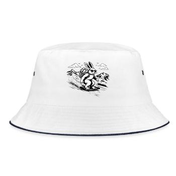 Snowboard Hase Osterhase Cool Easter Vibes - Bucket Hat - Weiß/Navy - Vorne