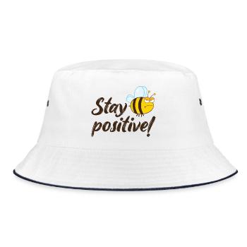 Stay Positive Grumpy Bee Humor Outfit - Bucket Hat - Weiß/Navy - Vorne