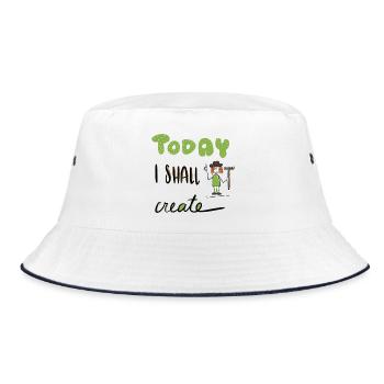 Today I shall create - Motif for garden fans - Bucket Hat - white/navy - Front
