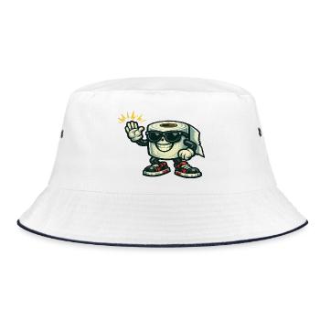 Toilettenpapier-Hip-Hop-Held mit Sneaker - Bucket Hat - Weiß/Navy - Vorne