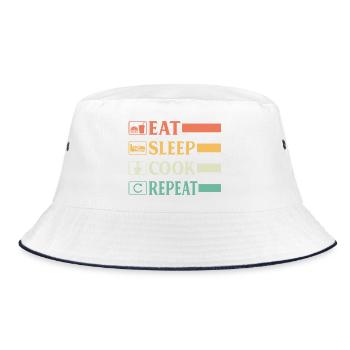 Funny Chef Head Chef Baker Chef Eat Sleep Cook Rep - Bucket Hat - white/navy - Front