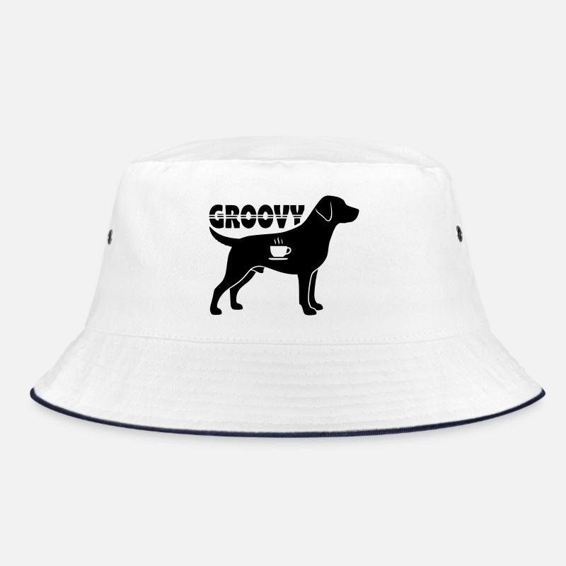 Groovy Hund Kaffee Silhouette Retro Bucket Hat