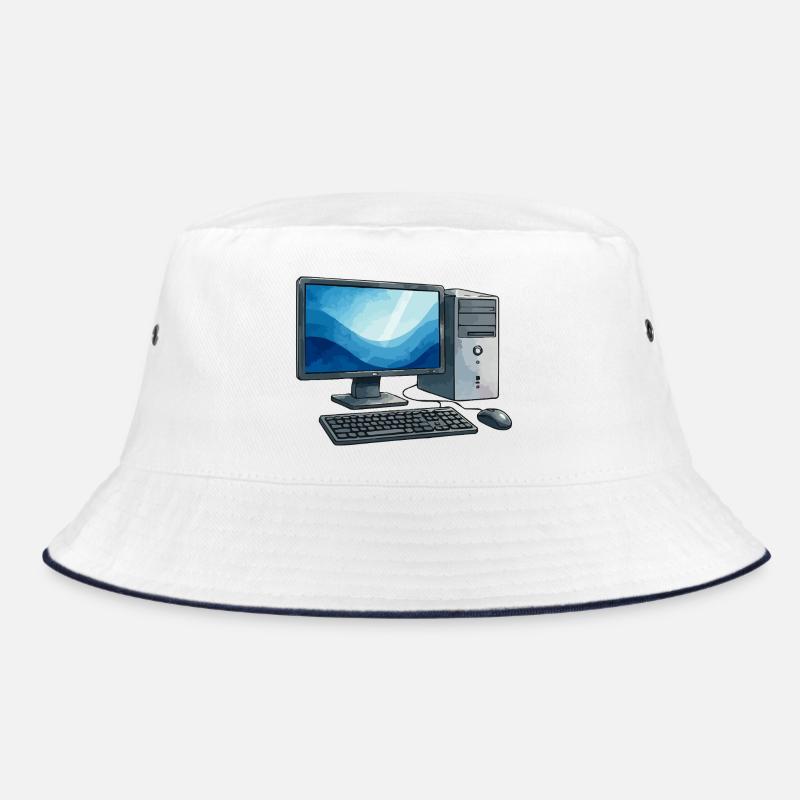 Retro PC Workstation Illustration Bucket Hat