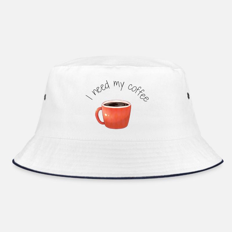 Kaffeetasse, ich brauche meinen Kaffee. - Bucket Hat - Weiß/Navy