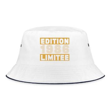 1986 40-jähriges Jubiläums-Vintage-Geschenk - Bucket Hat - Weiß/Navy - Vorne