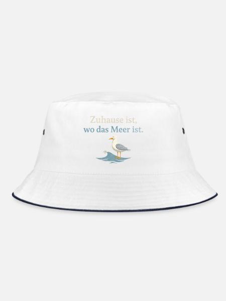 Zuhause ist, wo das Meer ist Möwe - Bucket Hat - Weiß/Navy