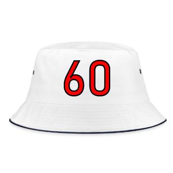 60. 60 JAHRE. 60-JÄHRIGES JUBILÄUM. 60. GEBURTSTAG. - Bucket Hat - Weiß/Navy - Vorne