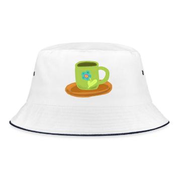 Cup Teacup Birthday Morning Grouch - Bucket Hat - white/navy - Front